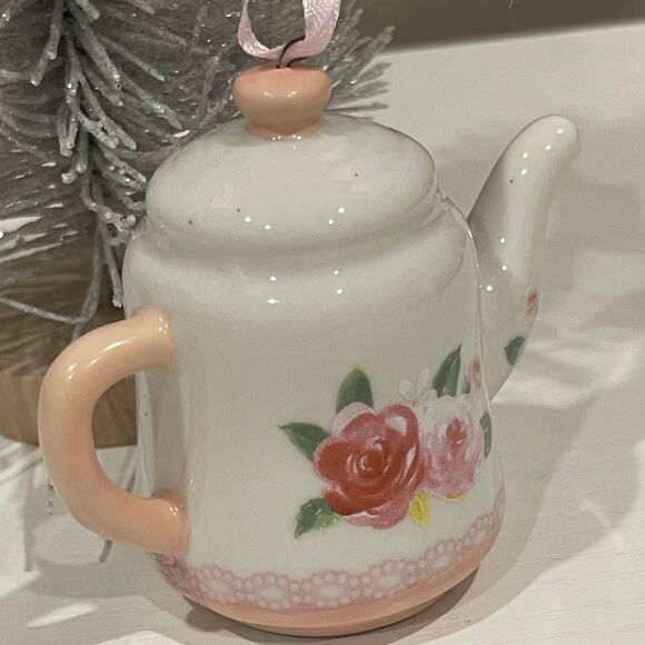 Kurt Adler Boho Chic Floral Teatime Teapot Tra Pot  Ornament - Picture 5 of 8